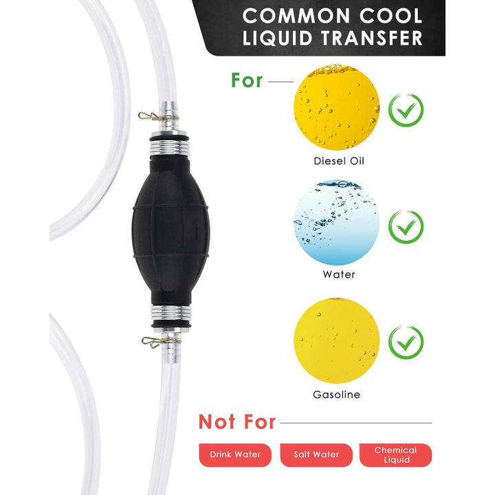 2 Pack Siphon Hose, Gasoline Siphon Pump Portable Widely Use Hand Fuel Pump Water Transfer Pump with PVC Hose