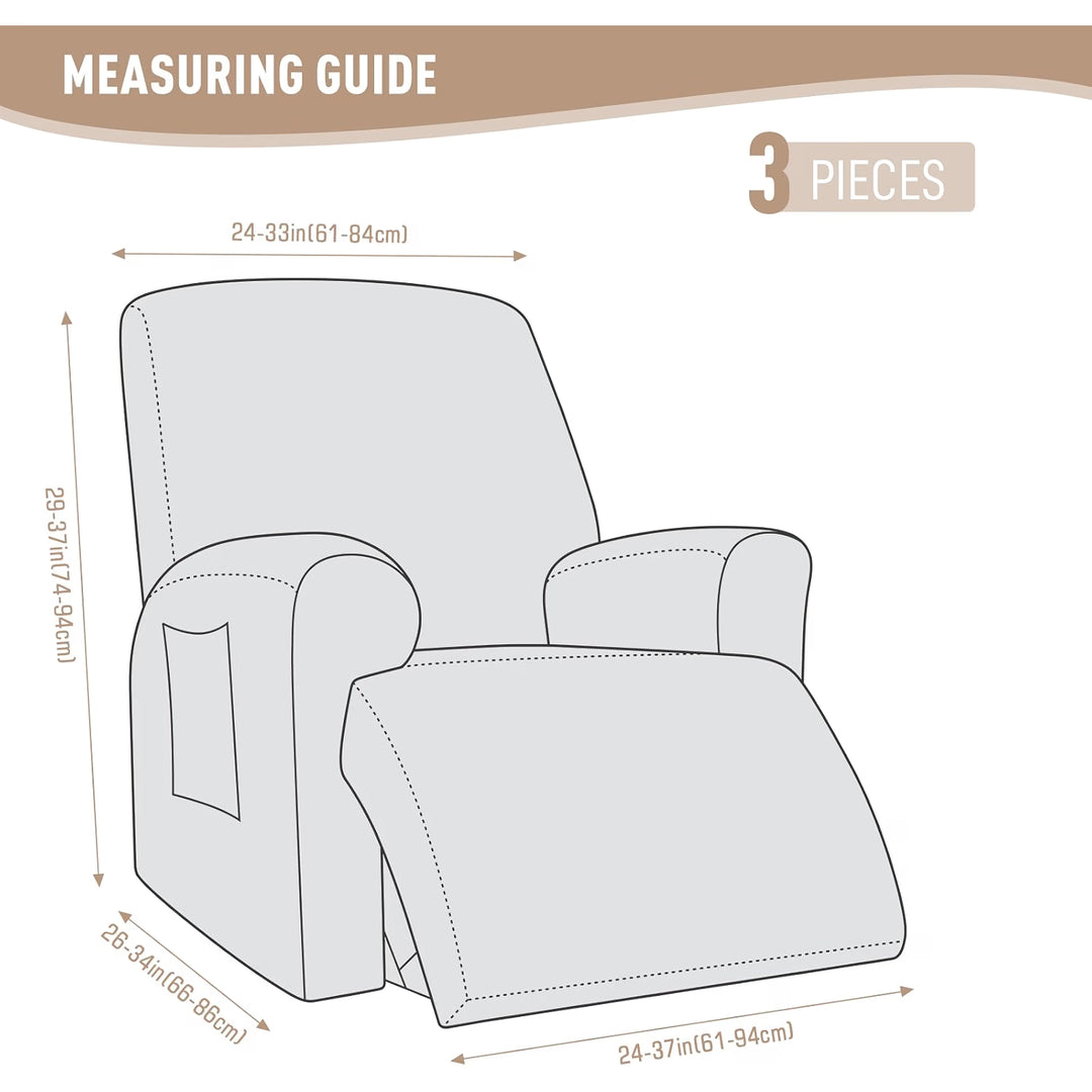 Recliner Chair Covers, Stretch Reclining Cover, Cream 1 Seat Jacquard Soft Recliner Slipcovers, Washable Recliner Couch Covers, Furniture Protector Covers with Pocket for Pet Kid