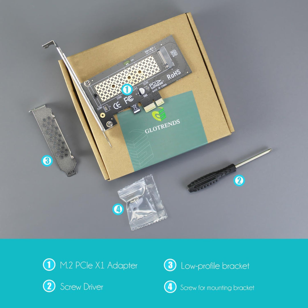 PA09-X1 M.2 NVMe to PCIe X1 Adapter for 2230/2242/2260/2280 M.2 NVMe SSD, PCIe X1 Installation