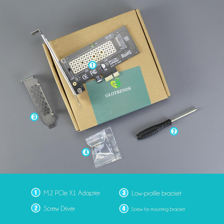 PA09-X1 M.2 NVMe to PCIe X1 Adapter for 2230/2242/2260/2280 M.2 NVMe SSD, PCIe X1 Installation