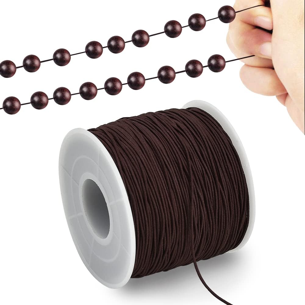 1mm x 110 Yards Black Elastic String for Bracelet Jewelry Making, Stretchy Cord for Bracelets, Rattail Macrame Necklaces Bulk Beading Thread Kumihimo
