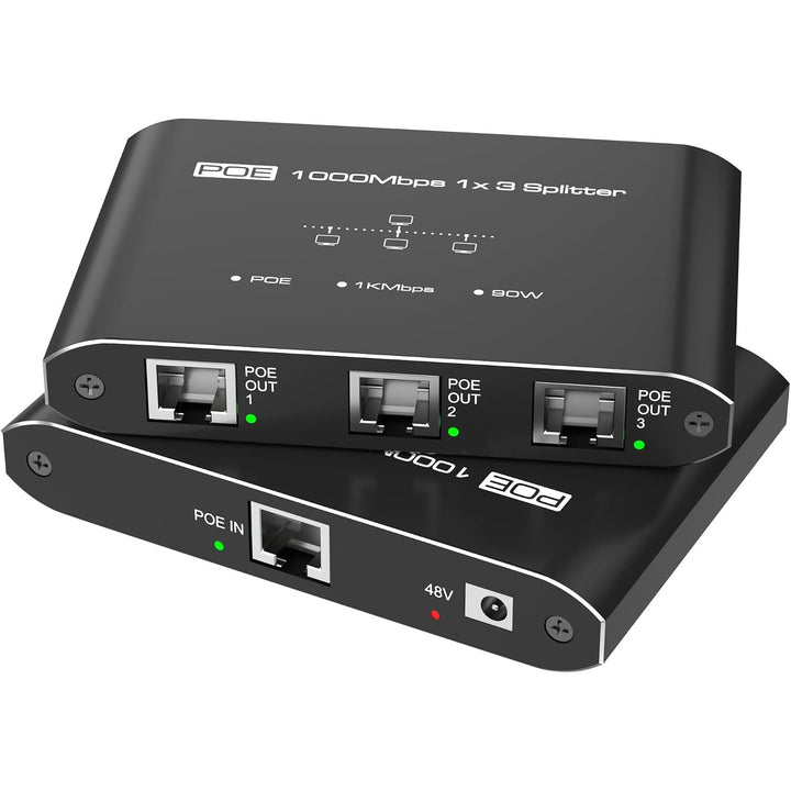PoE Switch 1 in 3 Out, Gigabit 3 Port PoE Splitter, IEEE 802.3at/af Compliant, 30W per Port Power Over Ethernet Hub for IP Cameras/Access Points/VoIP Phones (328 Ft), Network Hub for Cat5e/6/7/8 Cable