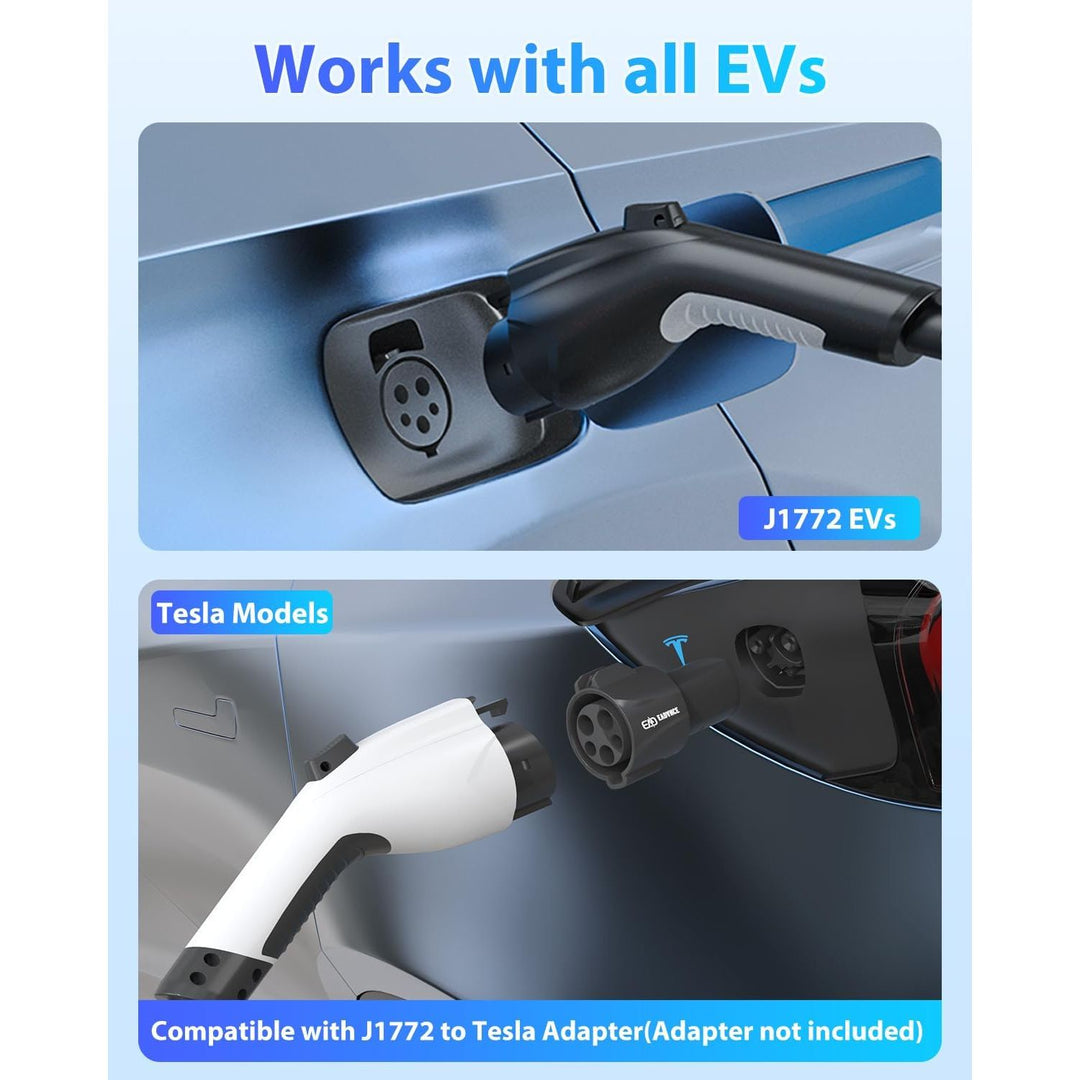 J1772 Extension Cable, EV Charger Extension Cord 50A 21FT Charging Cable for Electric Vehicle 110V-240V Compatible for All SAE J1772 Chargers (50A - 21FT)
