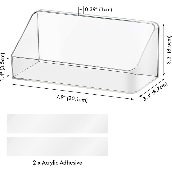 2 Pack Medicine Cabinet Shelves Organizer, Wall Mounted Storage Organizer, Clear Storage Box for RV Bathroom, Bedroom, Mirror Cabinets (Transparent)