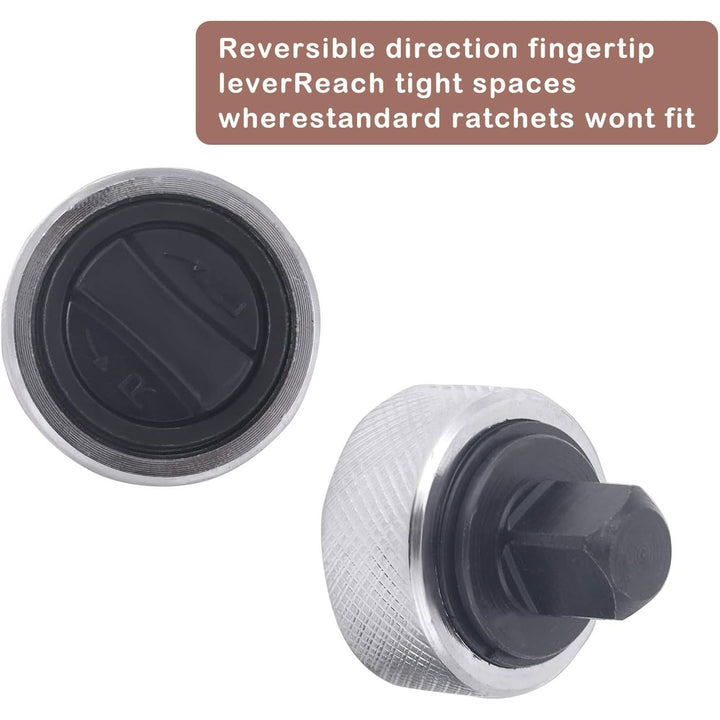 3pcs Mini Ratchet Wrench Set 1/4'' 3/8'' 1/2'' Drive, Palm & Finger Reversible Thumbwheel Ratchet Wrench Set with Iron Case