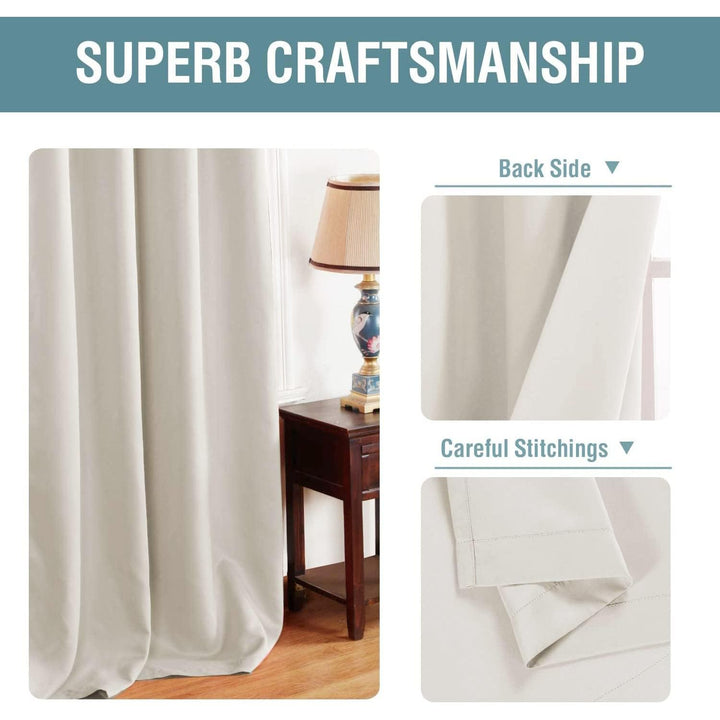 Light Blocking Curtain for Living Room Thermal Insulated Window Treatment Panel/Drape for Dining Room, Elegant Soft Curtain for Bedroom Grommet Top One Panel (Ivory - 52x96 Inches)