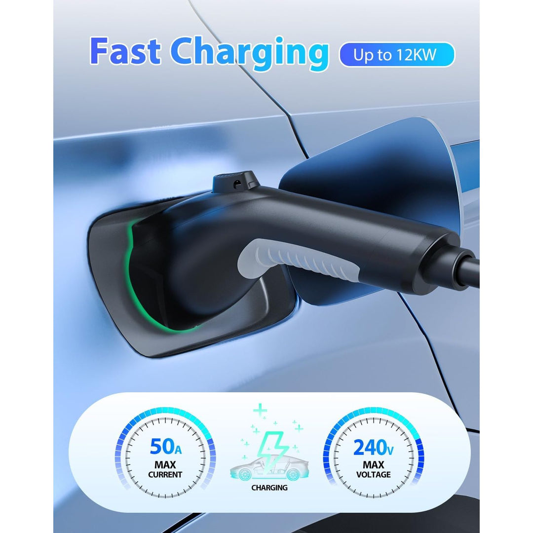 J1772 Extension Cable, EV Charger Extension Cord 50A 21FT Charging Cable for Electric Vehicle 110V-240V Compatible for All SAE J1772 Chargers (50A - 21FT)