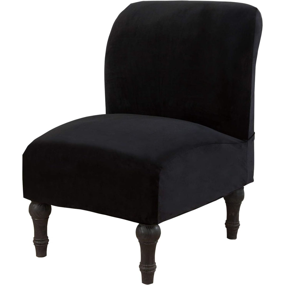 Stretch Armless Chair Slipcovers, Water-Repellent Armless Accent Chair Covers Protector Removable Washable for Living Room Hotel Restaurant (B-Black, 1 PCS)