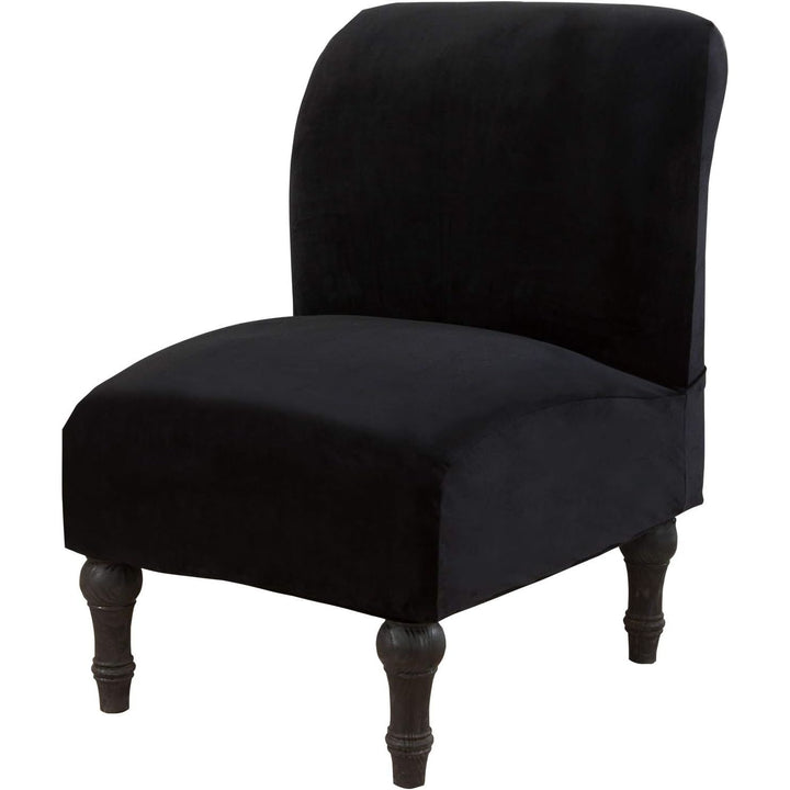 Stretch Armless Chair Slipcovers, Water-Repellent Armless Accent Chair Covers Protector Removable Washable for Living Room Hotel Restaurant (B-Black, 1 PCS)