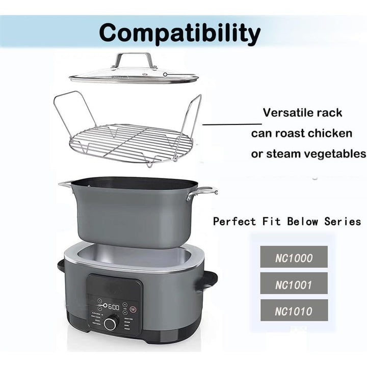 Steam and Roast Rack - Compatible with Ninja Foodi Possible Cooker Pro 8.5 Qt MC1000, MC1001, MC1010 Series Slow Cooker Crock Pot Stainless Steel