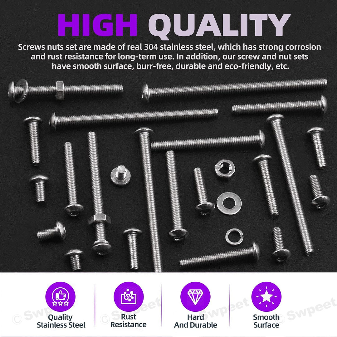 621-Piece M3 304 Stainless Steel Button-Head Screw and Washer Kit - Just Closeouts Canada Inc.X0039EK4I3