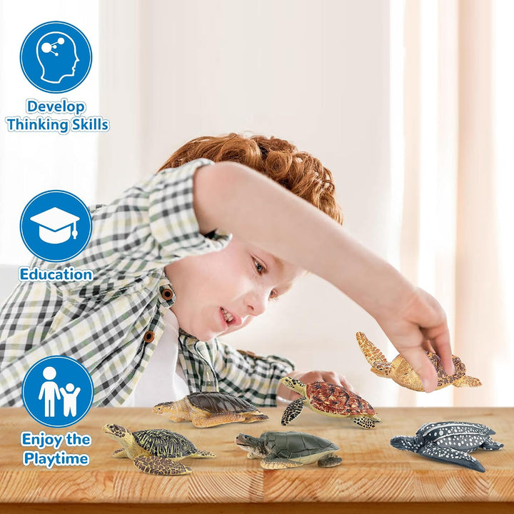 6PCS Realistic Sea Turtle Figurines, Ocean Sea Animals Figures Set Includes Different Varieties of Turtles, Educational Toy Cake Toppers Christmas Birthday Gift for Kids Toddlers - Just Closeouts Canada Inc.X0047C4AW7