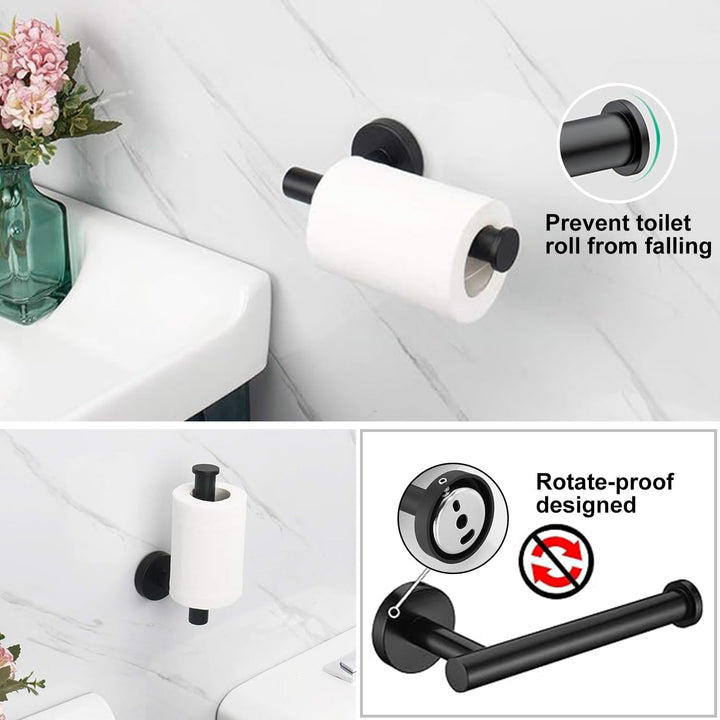 7 - Piece Bathroom Accessories Set, Black Towel Rack Towel Holder Towel Bar, Towel Racks for Bathroom SUS304 Stainless Steel, Bathroom Towel Holder Towel Rack Wall Mounted, Black - Just Closeouts Canada Inc.