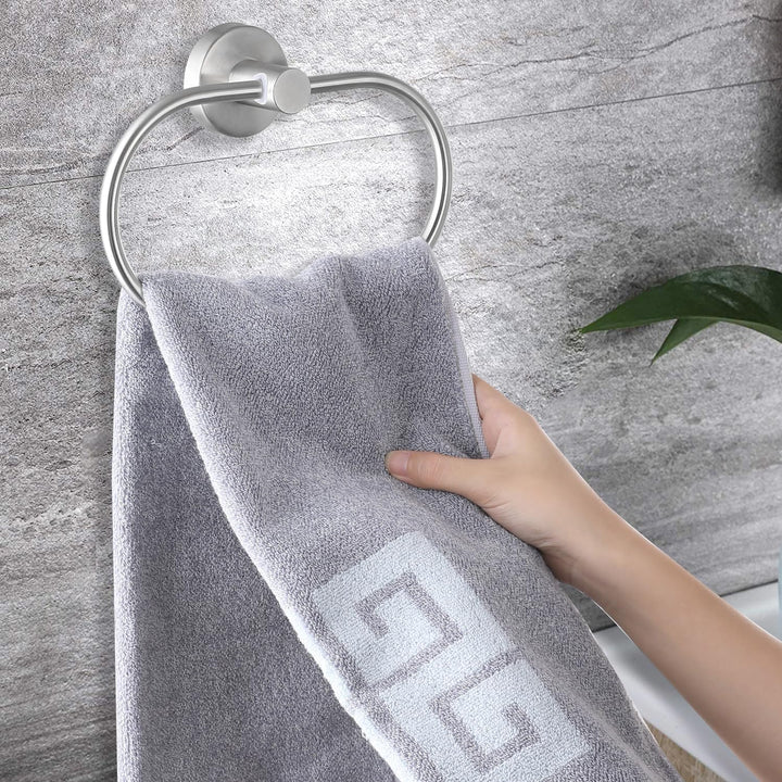7 - Piece Bathroom Accessories Set, Black Towel Rack Towel Holder Towel Bar, Towel Racks for Bathroom SUS304 Stainless Steel, Bathroom Towel Holder Towel Rack Wall Mounted, Silver Towel Rack Bathroom - Just Closeouts Canada Inc.