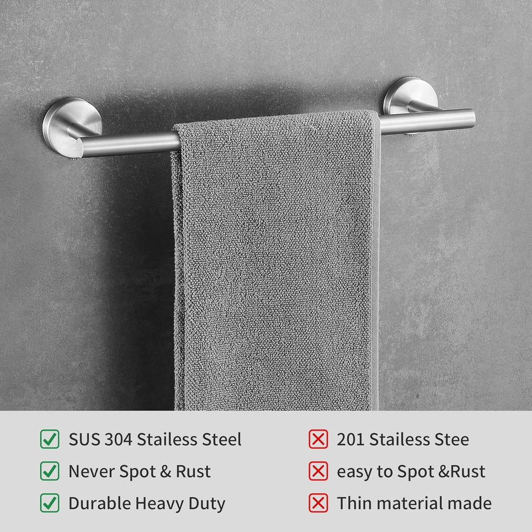 7 - Piece Bathroom Accessories Set, Black Towel Rack Towel Holder Towel Bar, Towel Racks for Bathroom SUS304 Stainless Steel, Bathroom Towel Holder Towel Rack Wall Mounted, Silver Towel Rack Bathroom - Just Closeouts Canada Inc.