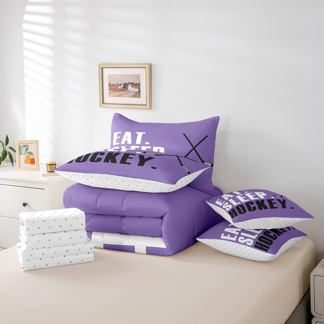7-Piece Purple Hockey Bedding Set - Full - Just Closeouts Canada Inc.X004HSKVHJ