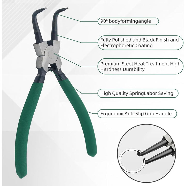 7" Snap Ring Pliers Set, 4Pcs Internal/External Circlip Pliers with Straight/Bent Jaw, Heavy Duty Spring Loaded Circlip Pliers for Ring Remover Retaining and Remove Hoses, Gasket - Just Closeouts Canada Inc.X004RX8IL5