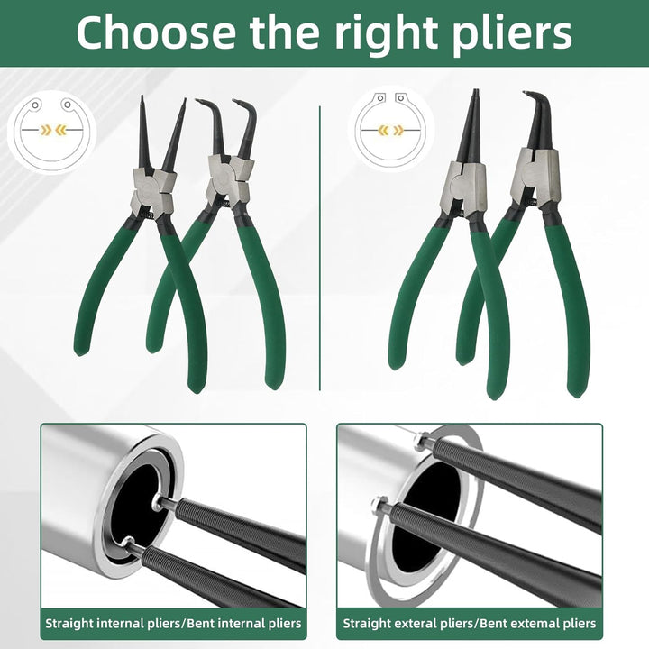 7" Snap Ring Pliers Set, 4Pcs Internal/External Circlip Pliers with Straight/Bent Jaw, Heavy Duty Spring Loaded Circlip Pliers for Ring Remover Retaining and Remove Hoses, Gasket - Just Closeouts Canada Inc.X004RX8IL5