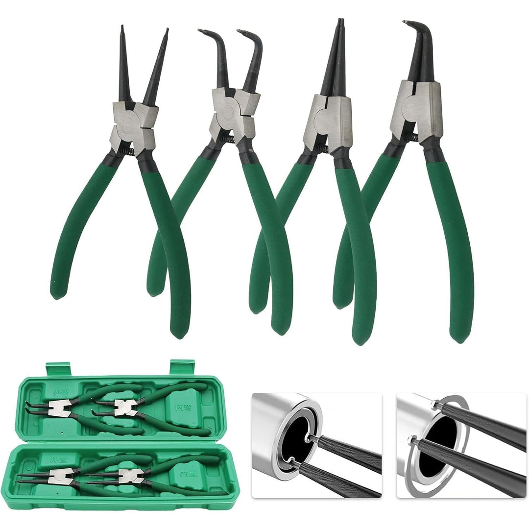 7" Snap Ring Pliers Set, 4Pcs Internal/External Circlip Pliers with Straight/Bent Jaw, Heavy Duty Spring Loaded Circlip Pliers for Ring Remover Retaining and Remove Hoses, Gasket - Just Closeouts Canada Inc.X004RX8IL5