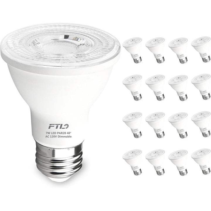 PAR20 LED Bulbs 5000K Daylight White, 7W 600LM 50W 60W Equivalent, Dimmable Spot Light Bulb, E26 Base, Indoor Outdoor Flood Light for Recessed Lighting, 20-Pack