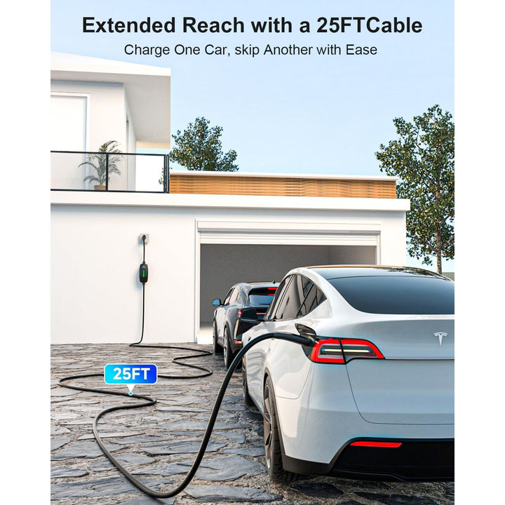 Level 1 & 2 NACS EV Charger, 12A/16A 110V-240V Portable Tesla Charger, 25FT Cable, CSA/cETL Certified Home Charger for Tesla Model Y/3/X/S/Cybertruck (Black)