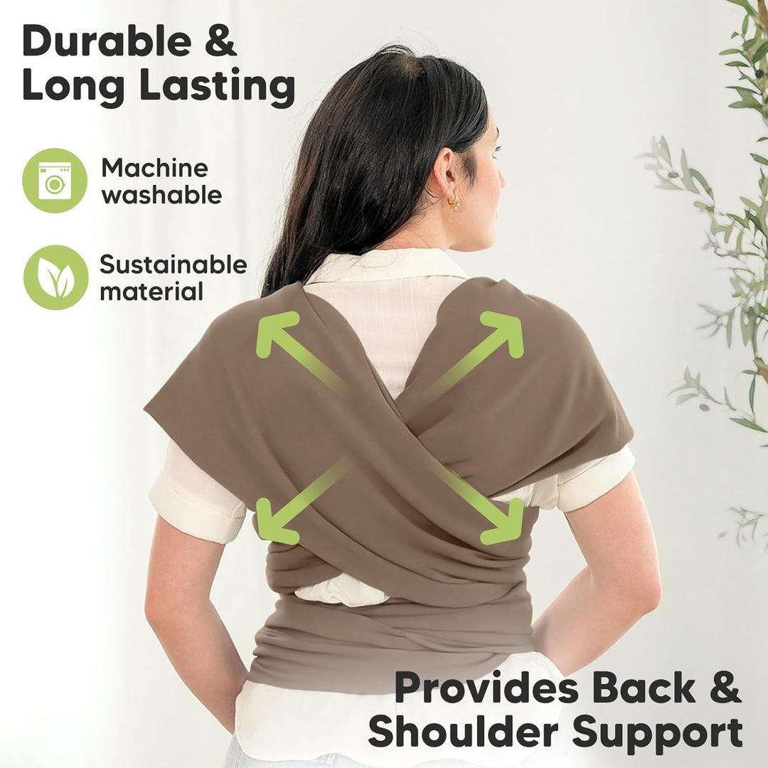 KeaBabies Baby Wrap Carrier - All in 1 Original Baby Carrier Newborn To Toddler Sling, Easy to Wear, Hands Free Bonding, Lightweight, Breathable Infant Wraps (Saddle Brown)