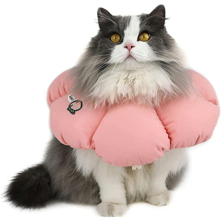Soft Cat Recovery Collar, Comfy Head Wound Healing Protective Collar for Cat Recovery After Surgery, Adjustable Cute Neck Cone for Cats, Kitten and Puppies(Pink FlowersXL)