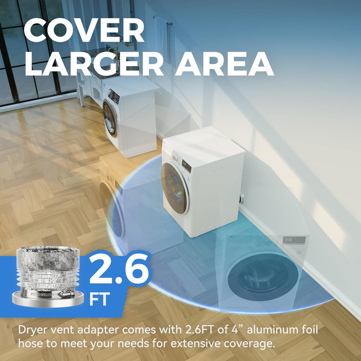 Magnetic Dryer Vent Coupling DV180 Airtight Seal Dryer Vent Connector Kit Easy to Clean Quick Connector Including a 2.6ft 4" Duct and two Clamps Large