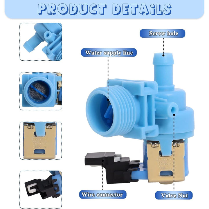 Upgraded W10327250 W10327249 Dishwasher Water Inlet Valve WPW10327249 Compatible with Whirlpool Kenmore Amana Kitchen Aid Dishwashers, Replaces W11130743 W10195047 W10316814 AP6024301