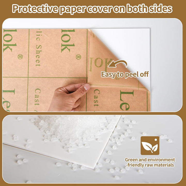 8 x 12 White Acrylic Sheets 1/8 inch Thick 3mm 2 Pack White Plexiglass Sheet,for Sign,Craft,Painting,Laser Cutting,DIY Display Projects (2, white, 8 x 12 x 1/8)