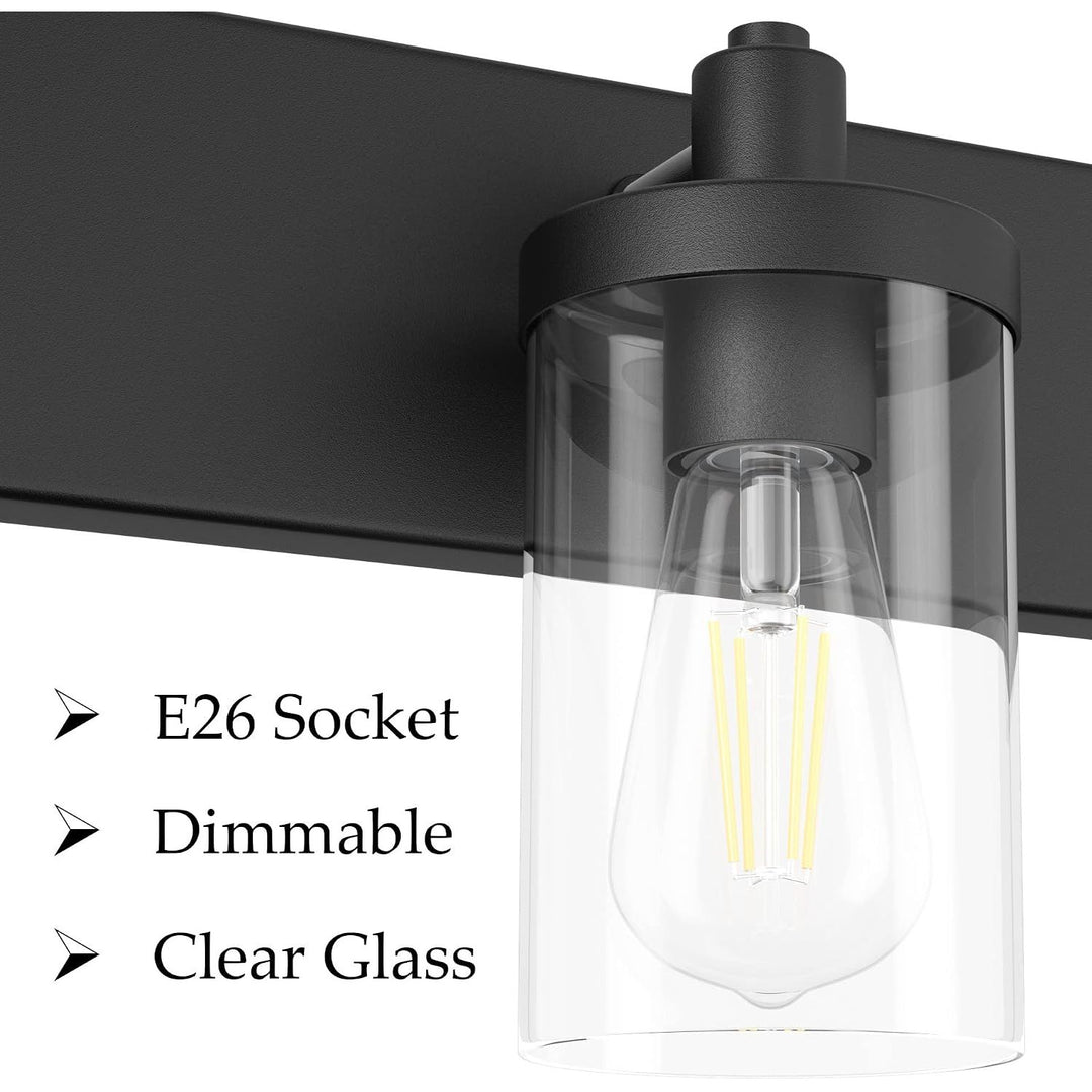 48in Vanity Light Black Bathroom Vanity Lighting Fixtures 6 Light Bathroom Light Fixtures with Clear Glass Shade(Exclude Bulb)