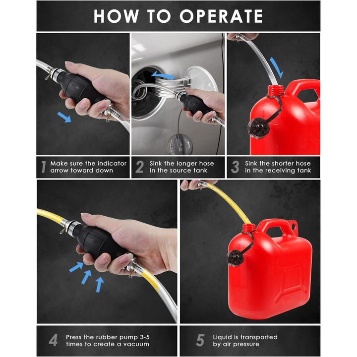2 Pack Siphon Hose, Gasoline Siphon Pump Portable Widely Use Hand Fuel Pump Water Transfer Pump with PVC Hose