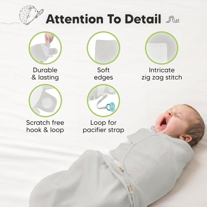3-Pack Organic Baby Swaddle Sleep Sacks - Swaddles for Newborns, Infant 0-3 Months, Baby Girls, Boys, Soft & Snug Newborn Sleep Sack, Nursery Swaddling Blankets, Easy to Use (Ripple)