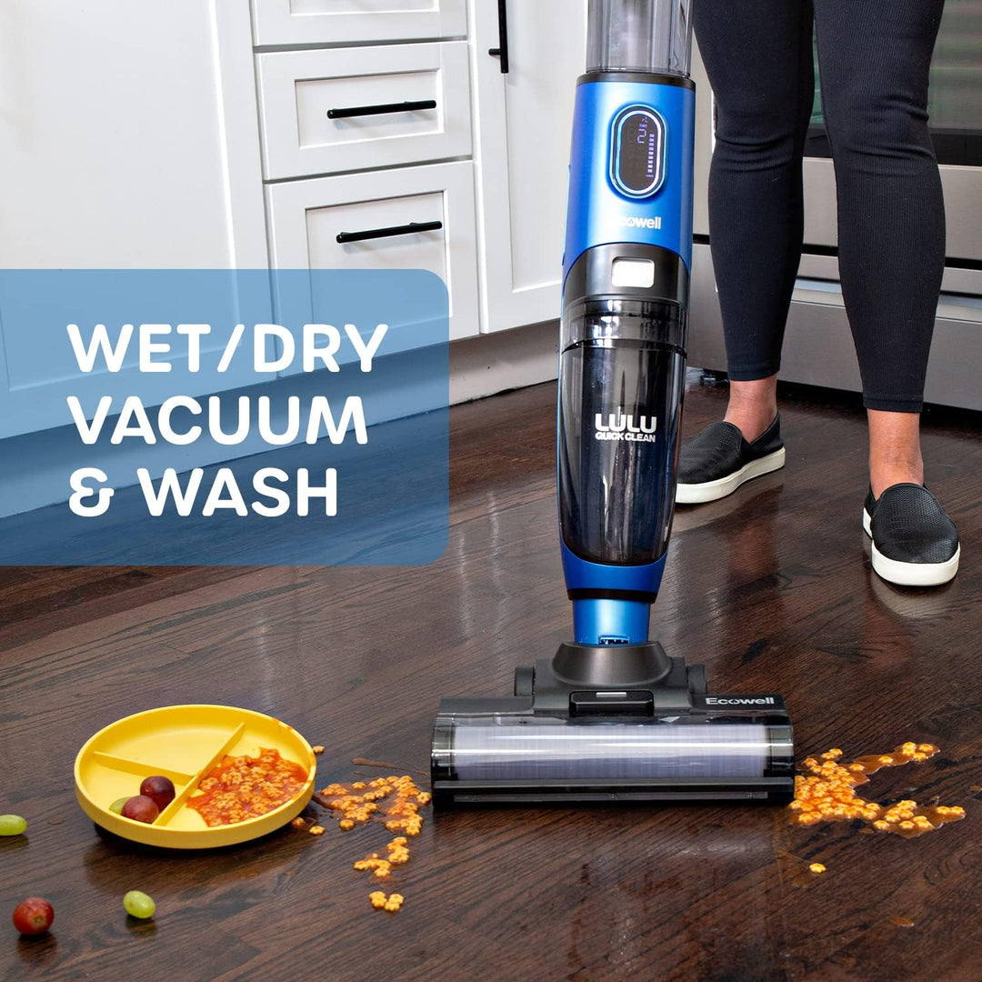 Ecowell Cordless Wet Dry Vacuum Cleaner Multi-Surface for Hard Floors and Area Rug, Voice Prompt, LULU Quick Clean P04, Blue