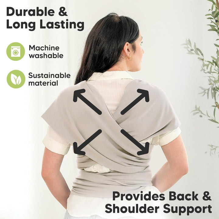 KeaBabies Baby Wrap Carrier - All in 1 Original Baby Carrier Newborn To Toddler Sling, Easy to Wear, Hands Free Bonding, Lightweight, Breathable Infant Wraps (Stone Gray)