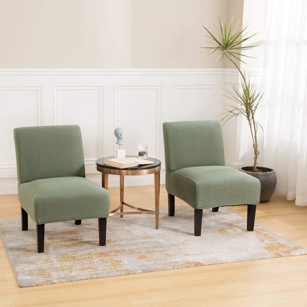Stretch Armless Chair Slipcovers, Water-Repellent Armless Accent Chair Covers Protector Removable Washable for Living Room Hotel Restaurant (A-Cyan, 1 PCS)