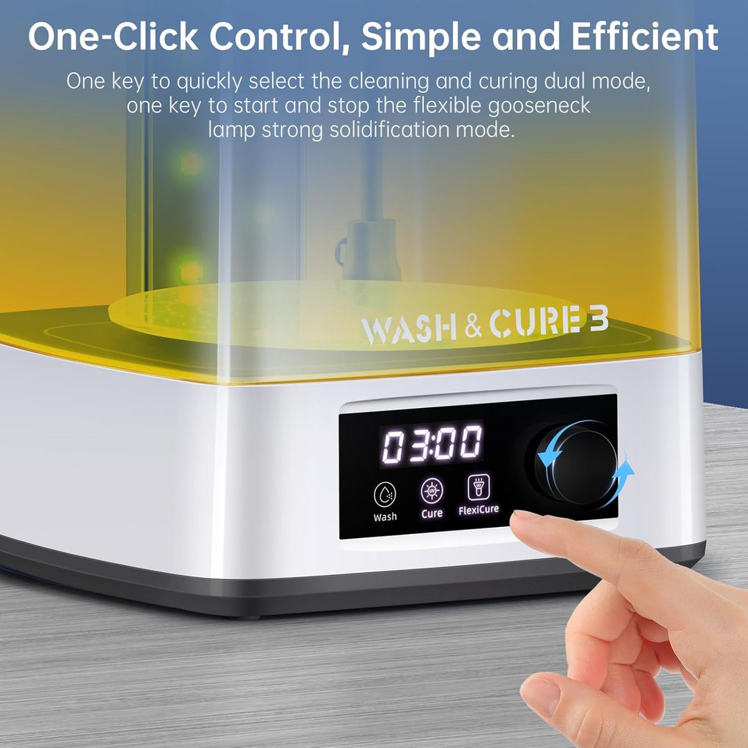 Wash and Cure Station, Larger Volume 2 in 1 Wash and Cure 3.0 Machine for LCD SLA DLP 3D Printer Models with Gooseneck Light, UV Rotary Cleaning Curing Resin Box Washing Size:165 x 100 x180mm