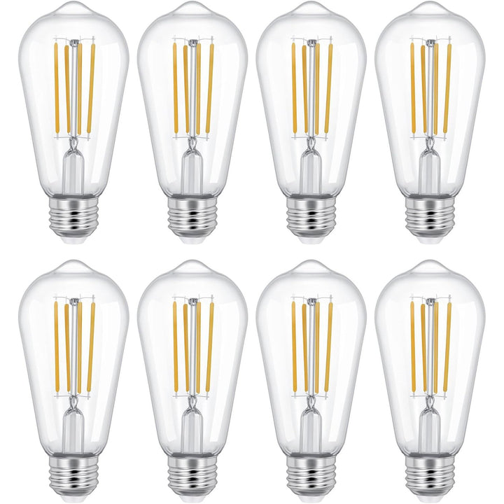 Vintage LED 6W Edison Bulb Dimmable ST58 Light Bulbs E26 Medium Base Vintage Edison Clear Glass Style for Home, Office (2700K-Soft White, 8 Pack Dimmable)