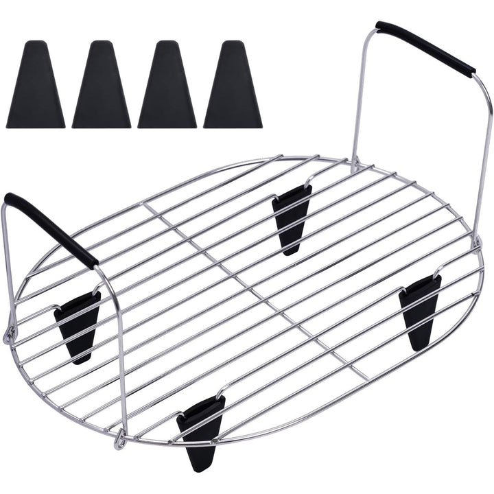 Steam and Roast Rack Compatible with Ninja Foodi Possible Cooker Pro 8.5 Qt MC1000, MC1001, MC1010 Series Slow Oval Pot, Stainless Steel Rack with Silicone Feet and Handles