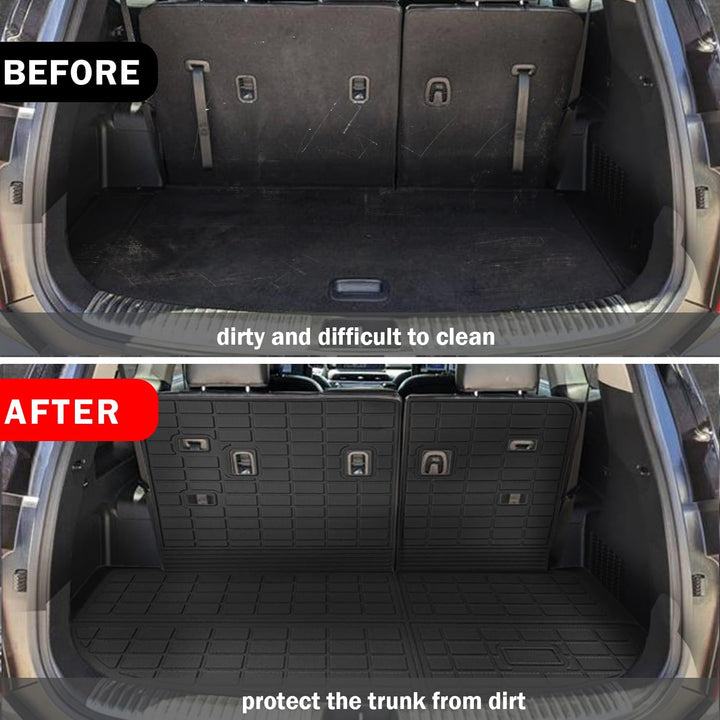 KIA Telluride 2020-2023 2024 2025 Floor Mats & Cargo Liner with Backrest Mat Full Set All Weather Protection TPE for KIA Telluride Accessories Quality Waterproof Heavy Duty car mat