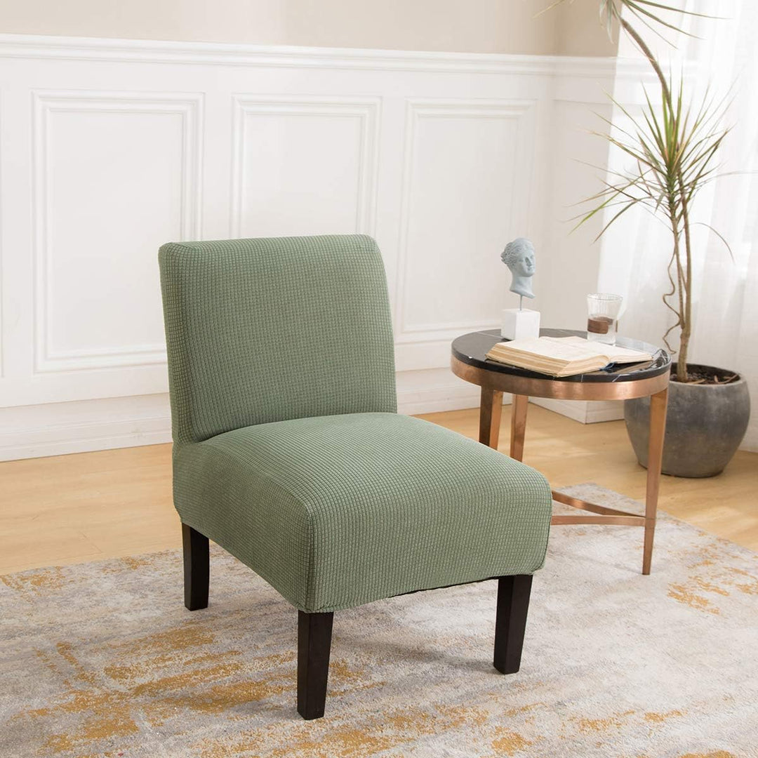 Stretch Armless Chair Slipcovers, Water-Repellent Armless Accent Chair Covers Protector Removable Washable for Living Room Hotel Restaurant (A-Cyan, 1 PCS)