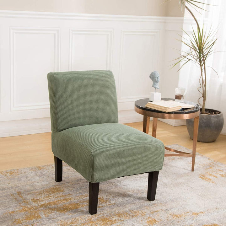 Stretch Armless Chair Slipcovers, Water-Repellent Armless Accent Chair Covers Protector Removable Washable for Living Room Hotel Restaurant (A-Cyan, 1 PCS)