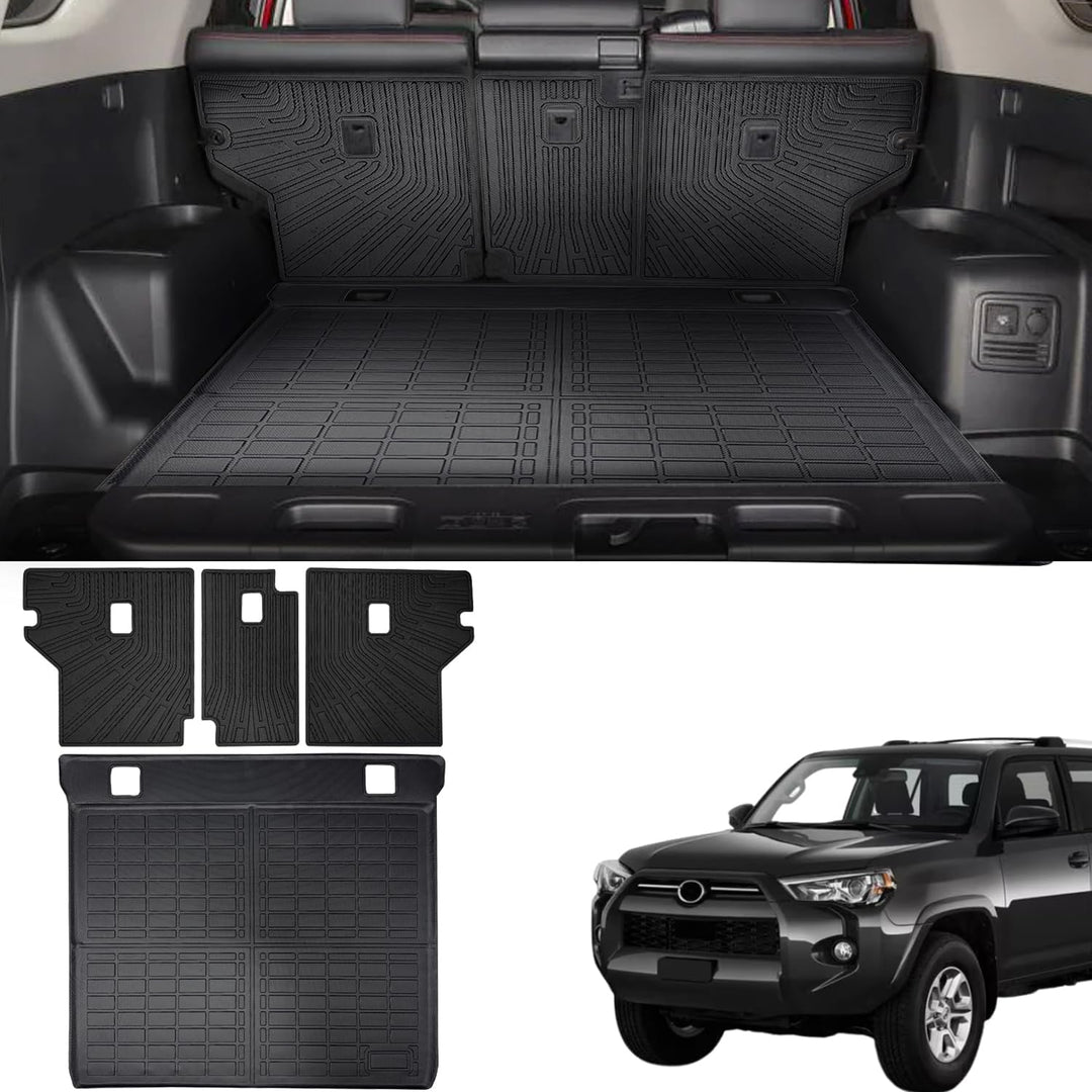 5 Seater ONLY Cargo Mat for 2010-2024 Toyota 4Runner Accessories Cargo Mat Seat Backrest 2 in 1 Mat All-Weather TPE Black Trunk Cargo Liner for 4Runner Accessories(Fit W/O Sliding Tray)