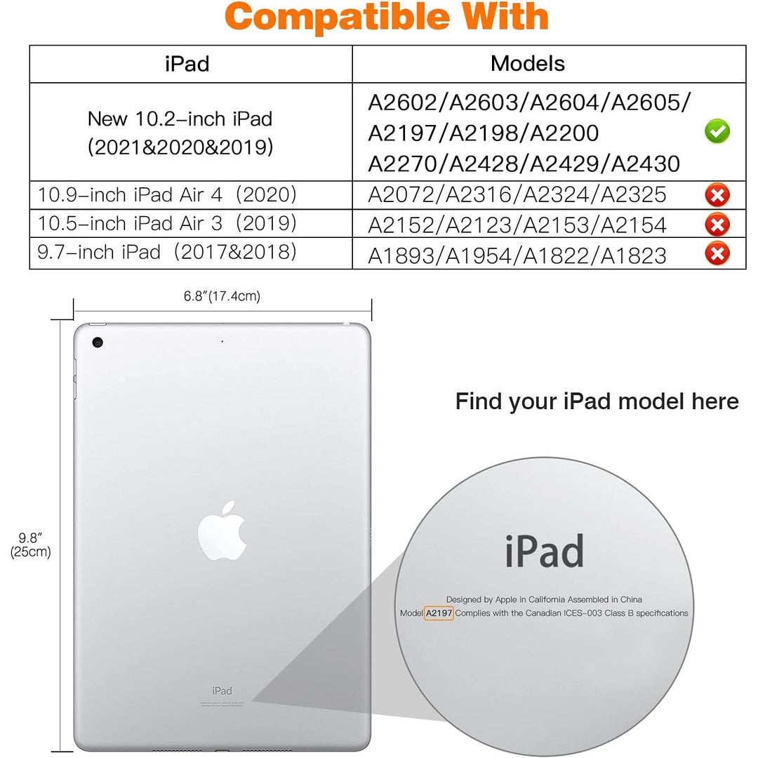 Case for New iPad 9th Generation 10.2 2021 / iPad 8th Gen 10.2 2020 / iPad 7th Gen 10.2 Inch Case, [Heavy Duty] Shockproof Full Body Protective Cover with Built-in Screen Protector, Dark Blue