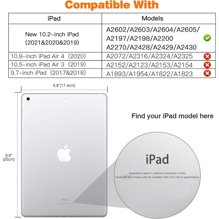 Case for New iPad 9th Generation 10.2 2021 / iPad 8th Gen 10.2 2020 / iPad 7th Gen 10.2 Inch Case, [Heavy Duty] Shockproof Full Body Protective Cover with Built-in Screen Protector, Dark Blue