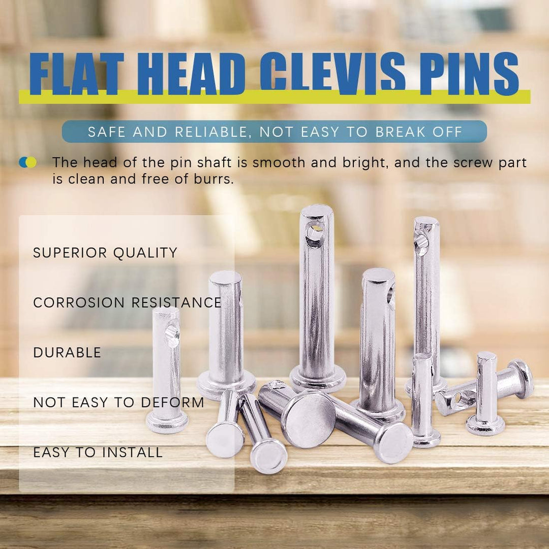 96Pcs 12 Sizes 304 Stainless Steel Flat Head Single Hole Clevis Pins Assortment Kit