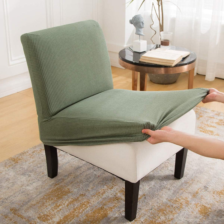 Stretch Armless Chair Slipcovers, Water-Repellent Armless Accent Chair Covers Protector Removable Washable for Living Room Hotel Restaurant (A-Cyan, 1 PCS)