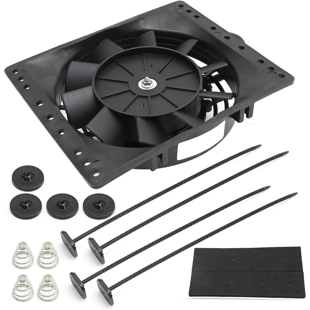6'' Inch Small Slim Push Pull Electric Cooling Fan, Black Radiator Oil Cooler Mount Kit, Plastic Electric Fan with Mount Kit for Cooling the Entire Engine Bay