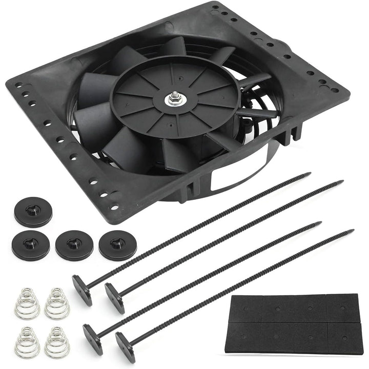 6'' Inch Small Slim Push Pull Electric Cooling Fan, Black Radiator Oil Cooler Mount Kit, Plastic Electric Fan with Mount Kit for Cooling the Entire Engine Bay