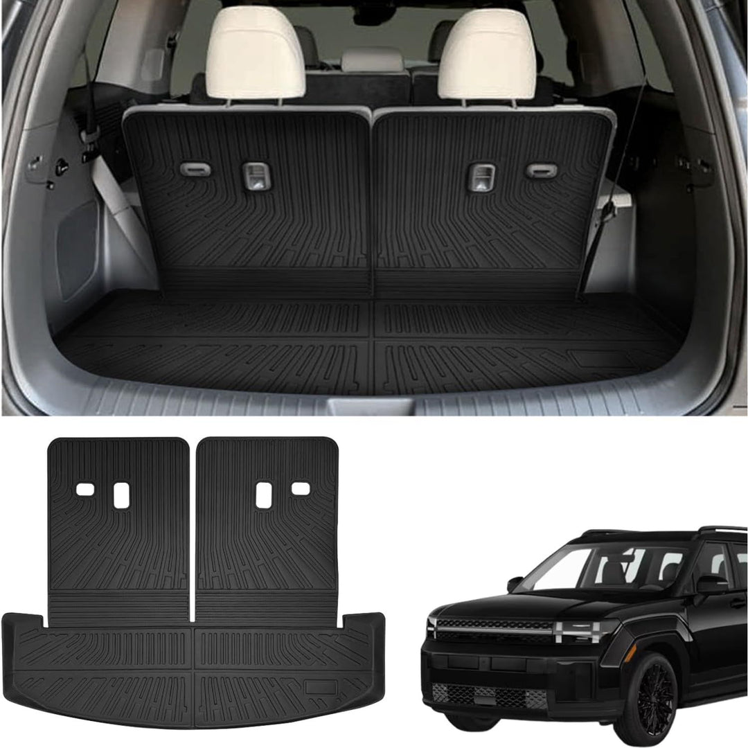 Cargo Mat for Hyundai Santa Fe 2024 2025 Accessories Cargo Mat Seat Backrest 2 in 1 Mat All-Weather TPE Black Trunk Cargo Liner for Hyundai Santa Fe 2024 2025 Accessories